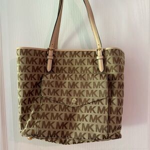 Michael Kors | Tan & Brown Logo Tote Bag - Classic MK Monogram